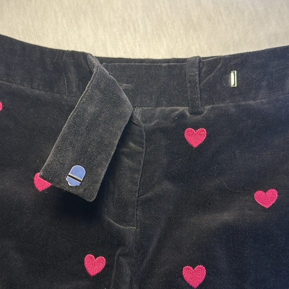 LILLY PULITZER Black Embroidered Hearts Stretch Velveteen Pants Women’s Size 6 - Picture 5 of 14